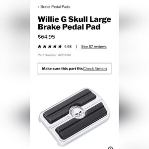 Harley-Davidson Willie G Skull Brake Pedal Pad LARGE